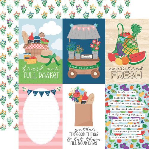 Echo Park: 12X12 Patterned Paper, Freshly Picked - 4x6 Journaling Cards