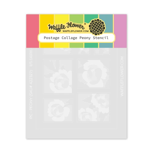 Waffle Flower: Postage Collage Peony Stencil