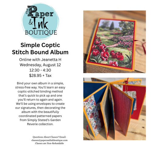 Jeanetta H: August 12, Online with Kit, Simple Coptic Stitch Bound Journal
