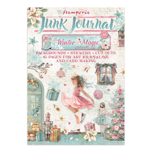 Stamperia: Junk Journal Backgrounds + Stickers + Cut Outs, Winter Magic