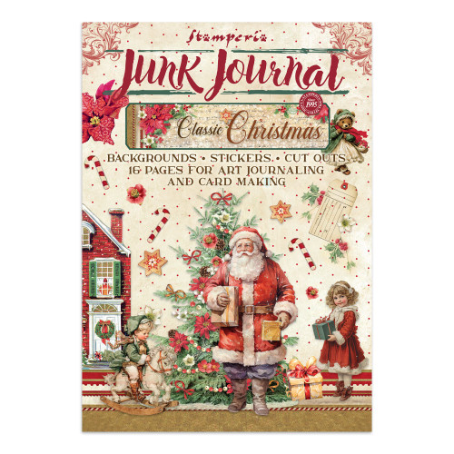Stamperia: Junk Journal Backgrounds + Stickers + Cut Outs, Classic Christmas