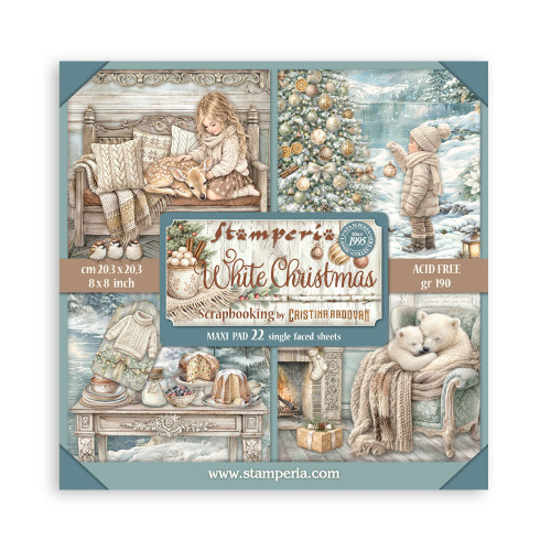 Stamperia: 8x8 Maxi Paper Pad, White Christmas