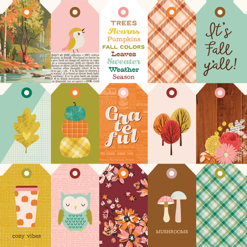 Simple Stories: 12x12 Patterned Paper, Pumpkins & Plaid Tag Elements