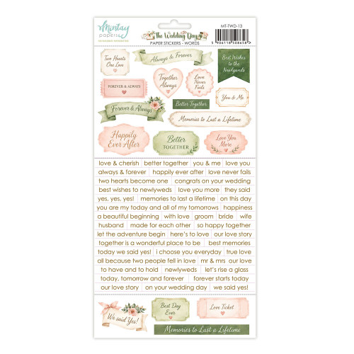 Mintay: 6X12 Paper Stickers, The Wedding Day - Words