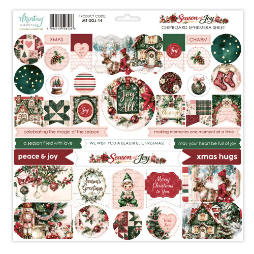 Mintay: 12X12 Chipboard Ephemera Sheet, Season of Joy