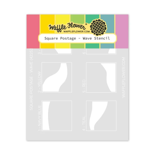 Waffle Flower: Square Postage - Wave Stencil