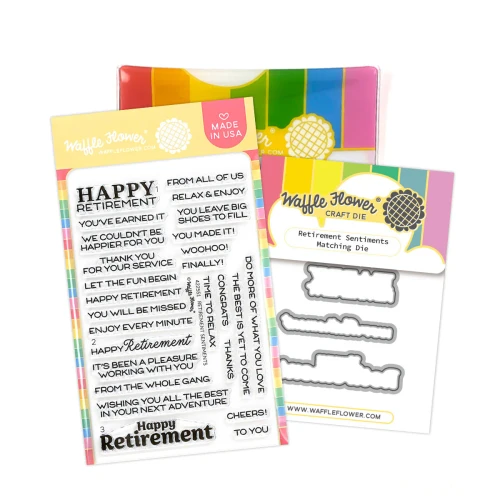 Waffle Flower: Retirement Sentiments Stamp and Die Combo