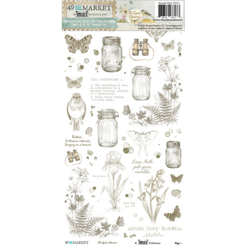49 & Market: 6x12 Essential Rub-ons, The Quiet Observer