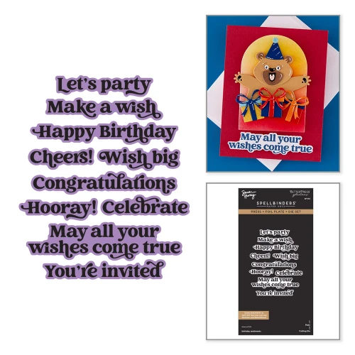 Spellbinders: Birthday Sentiments Press + Foil Plate & Die Set by Simon Hurley