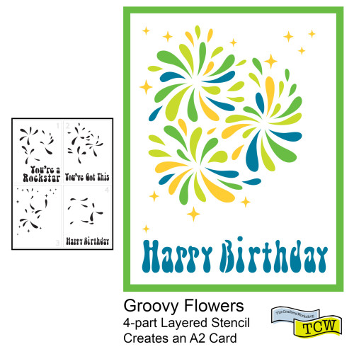 The Crafter's Workshop: Layered 8.5X11 Layering Stencil, Layered Groovy Flowers