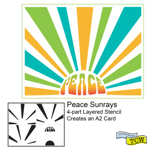 The Crafter's Workshop: Layered 8.5X11 Layering Stencil, Layered Peace Sunrays