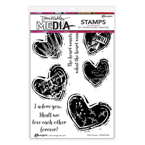 Dina Wakley: Media Cling Stamps, Filled Hearts