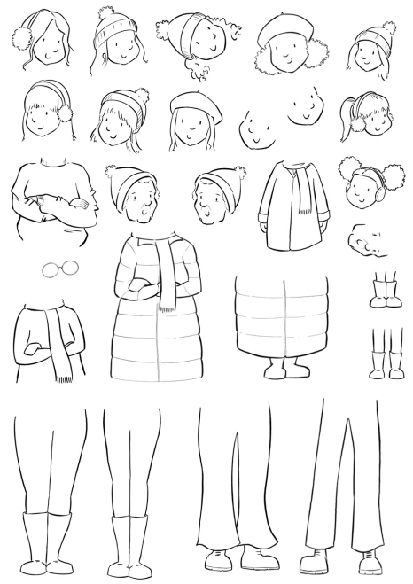 Josh Griffiths Studio: Stamp Set, Cosy Clothes Women and Girls