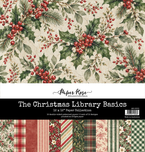 Paper Rose: 12x12 Paper Collection, The Christmas Library - Basics