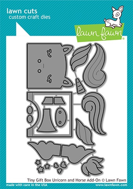 Lawn Fawn: Die Set, Tiny Gift Box Unicorn and Horse Add-On