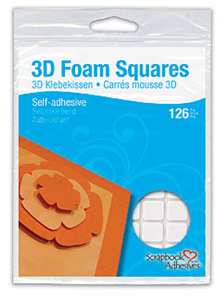 Scrapbook Adhesives: 3D Foam Squares, White 3D Permanent (126pcs)