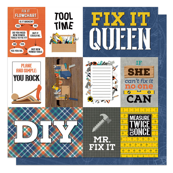 Photo Play Paper: 12X12 Patterned Paper, DIY Home Edition - Fix It