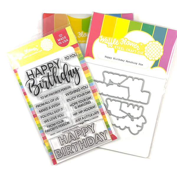 Waffle Flower: Stamp & Die - Happy Birthday Duo Combo