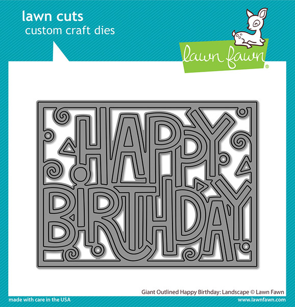 Lawn Fawn: Die Set, Giant Outlined Happy Birthday (Landscape)