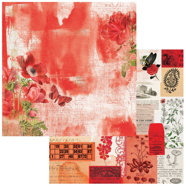 49 & Market: 12x12 Patterned Paper, Spectrum Gardenia Classics - Floral Blaze