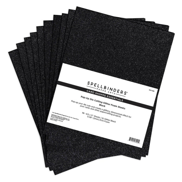 Spellbinders, Pop-Up Die Cutting Glitter Foam Sheets - Black