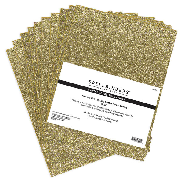 Spellbinders, Pop-Up Die Cutting Glitter Foam Sheets - Gold