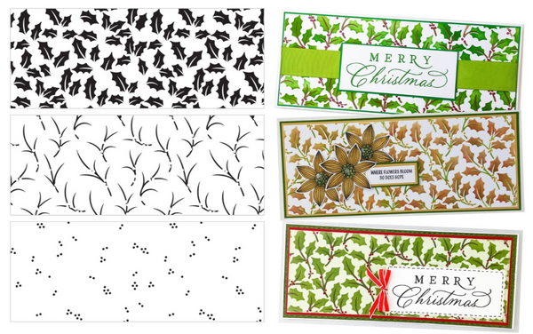 The Crafters Workshop: Slimline Layered Stencil, Holly Leaves