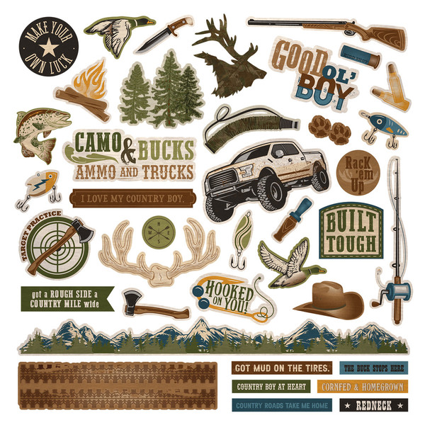 Photo Play Paper: 12X12 Element Sticker Sheet, Mud on the Tires