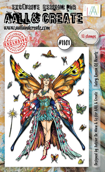 AALL & Create: A6 Clear Stamp Set, #1101 - Fairy Queen Of Hearts