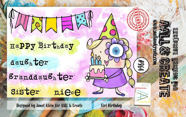 AALL & Create: A7 Clear Stamp Set, #964 - Girl Birthday