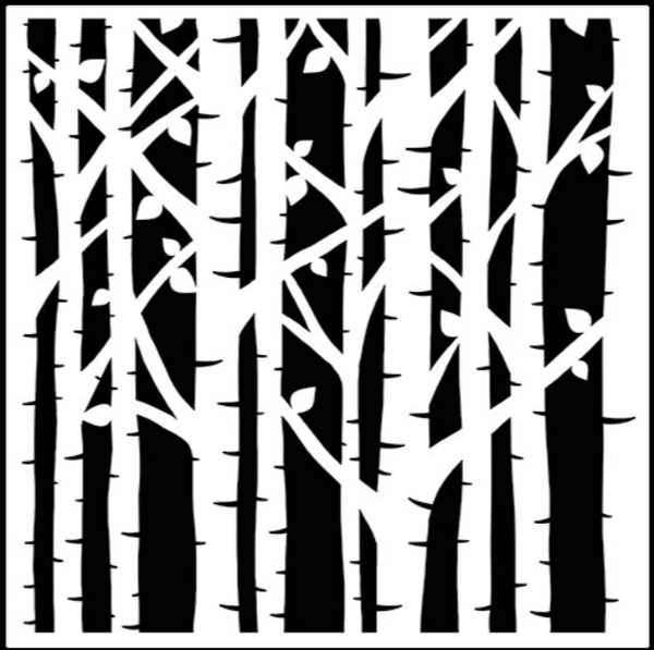 The Crafters Workshop: 6x6 Stencil, Birch Trees