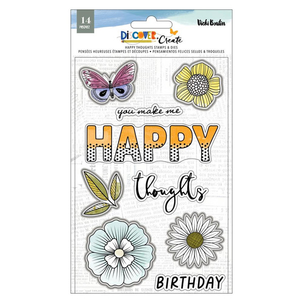 Vicki Boutin: Stamp And Die Set - Discover + Create, Happy Thoughts