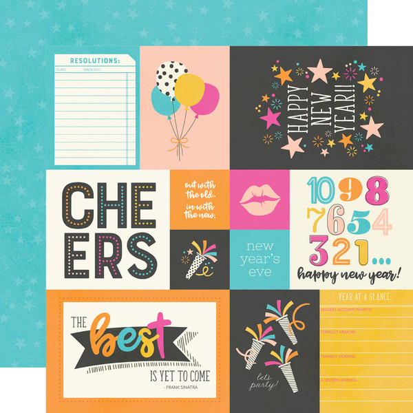 Simple Stories: 12X12 Patterned Paper, Happy New Year - Elements