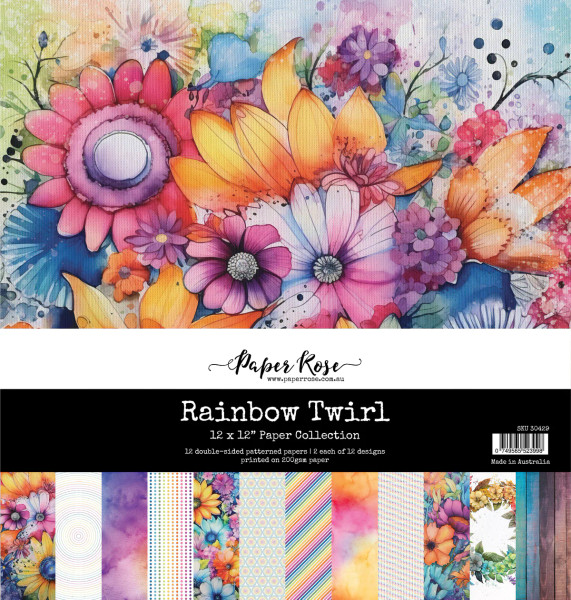 Paper Rose: 12X12 Paper Collection, Rainbow Twirl