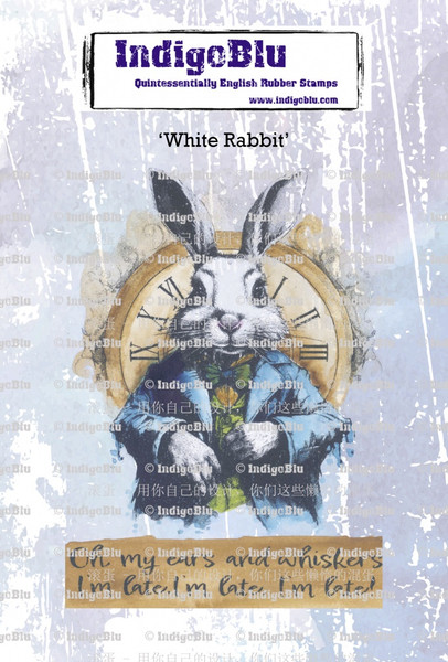 IndigoBlu: A6 Red Rubber Stamp, White Rabbit