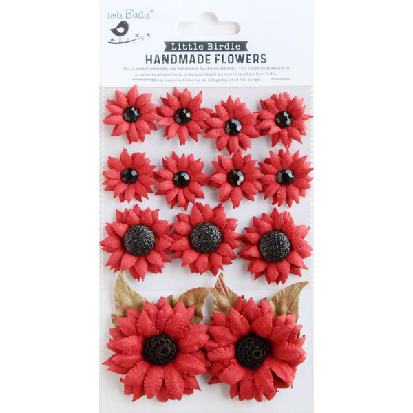 Little Birdie: Sunny Flora Paper Flowers,  Cardinal Red  (13/Pkg)