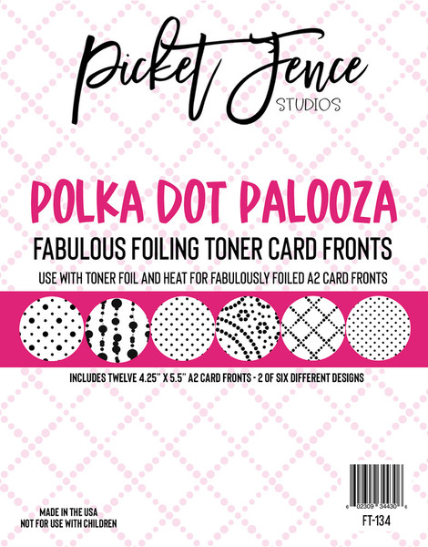 Picket Fence Studios: Fabulous Toner A2 Card Fronts, Polka Dot Palooza (12 Pack)