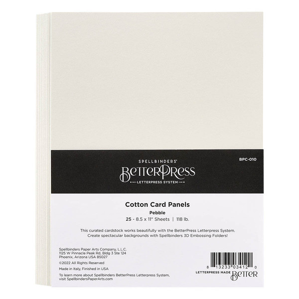 Spellbinders: BetterPress Cotton Paper 8.5" x 11" Pack - Pebble