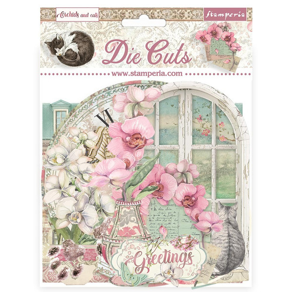 Stamperia: Die Cuts, Orchids and Cats