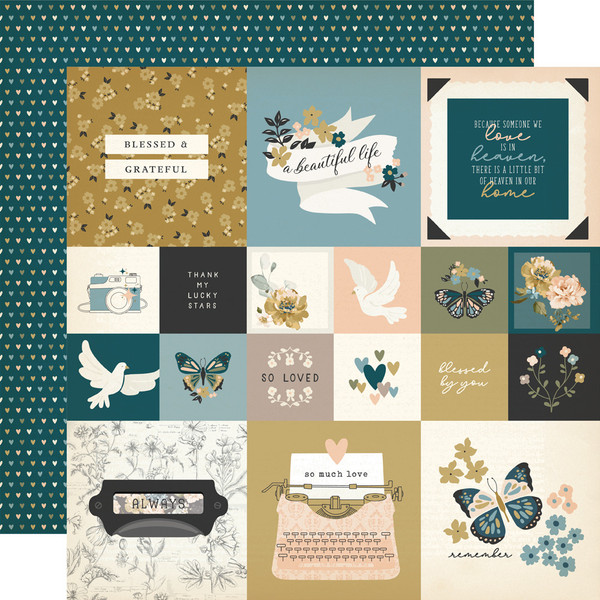 Simple Stories: 12X12 Patterned Paper, Remember - 2x2/4x4 Elements