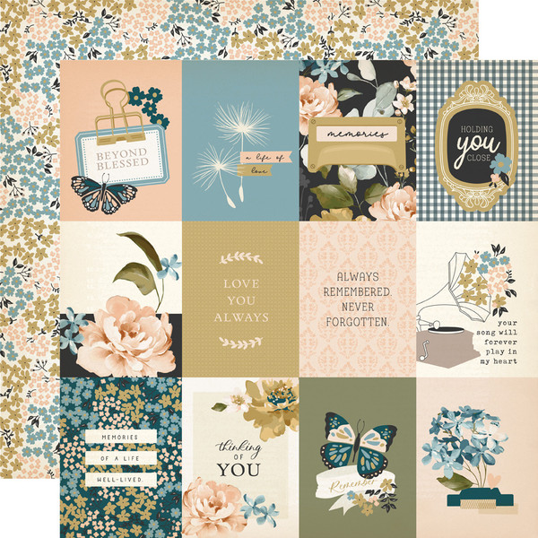 Simple Stories: 12X12 Patterned Paper, Remember - 3x4 Elements