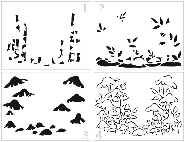 TCW: 8.5 x 11 Stencil, Layered Mushroom Forest