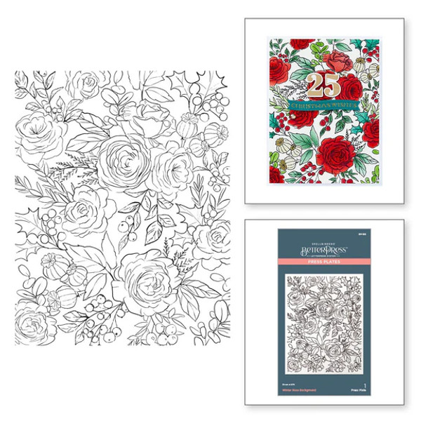 Spellbinders: Press Plate: WINTER ROSE BACKGROUND