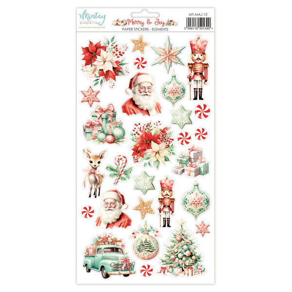 Mintay: 6"X12" Paper Stickers, Merry & Joy - Elements