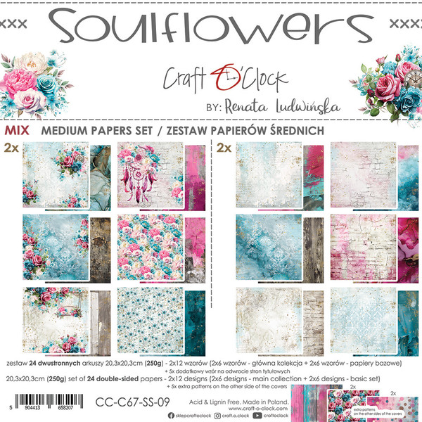 Craft O'Clock: 8X8 Paper Pad, Mix - Soulflowers