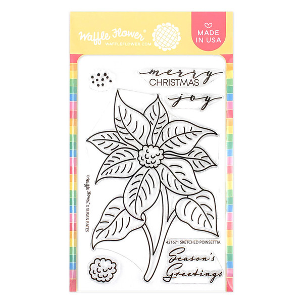 Waffle Flower: Clear Stamp, Sketched Poinsettia