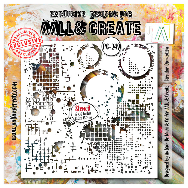 AALL and Create: 6"x6" Stencil #249 - Circular Disruption