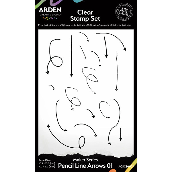 Arden Creative Studio: Maker Series Pencil Line Arrows 01 4 in x 6 in Clear Stamp Set
