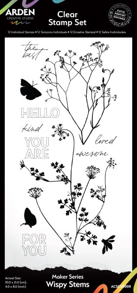 Arden Creative Studio: Maker Series Wispy Stems 4 in x 8 in Clear Stamp Set