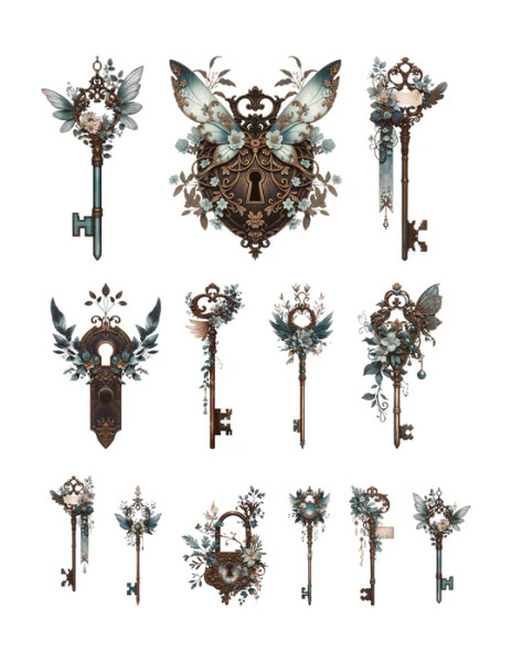 Simply Stated Design: Shades Of Teal Keys Ephemera